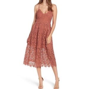 ASTR the Label rust lace midi dress
